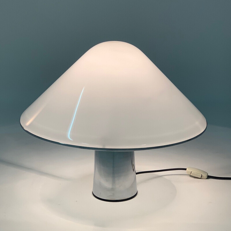 Vintage Mushroom lamp by Guzzini in white metal 1970s