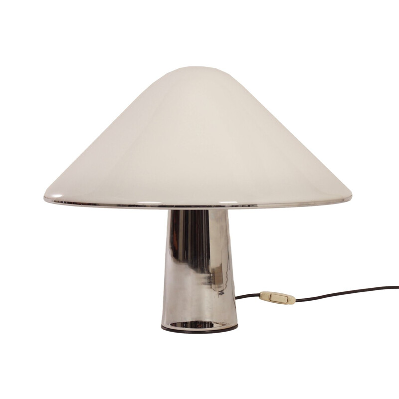 Vintage Mushroom lamp by Guzzini in white metal 1970s
