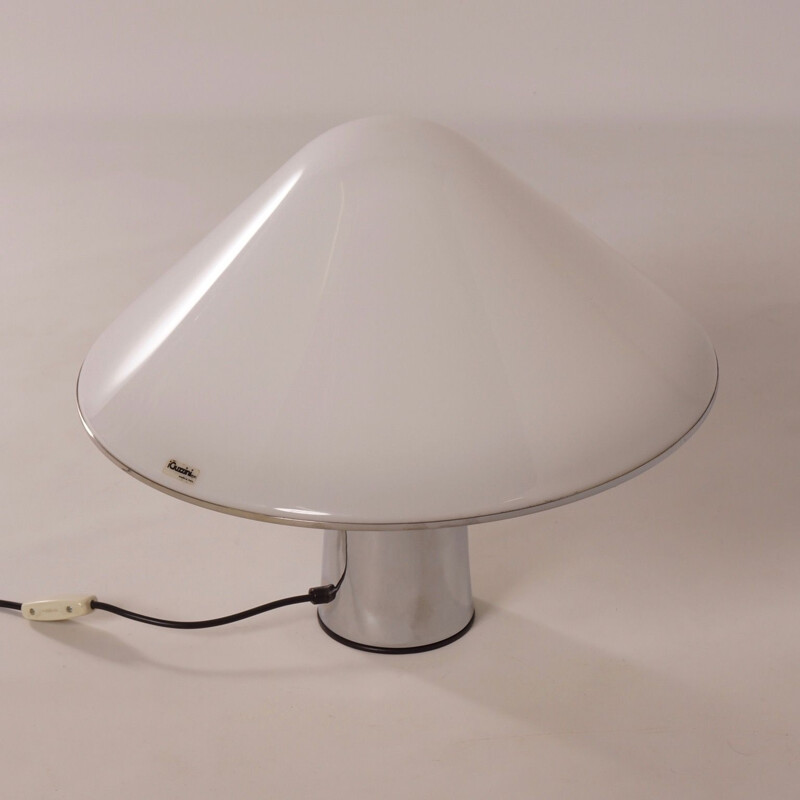 Vintage Mushroom lamp by Guzzini in white metal 1970s
