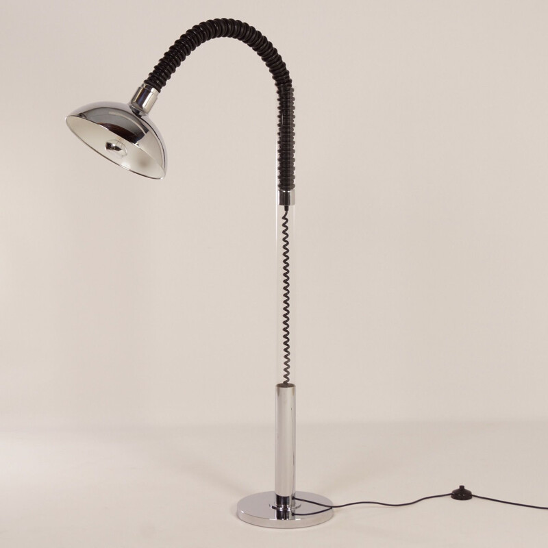 Vintage floor lamp for Cosack with flexible arm in metal and perspex 1970s
