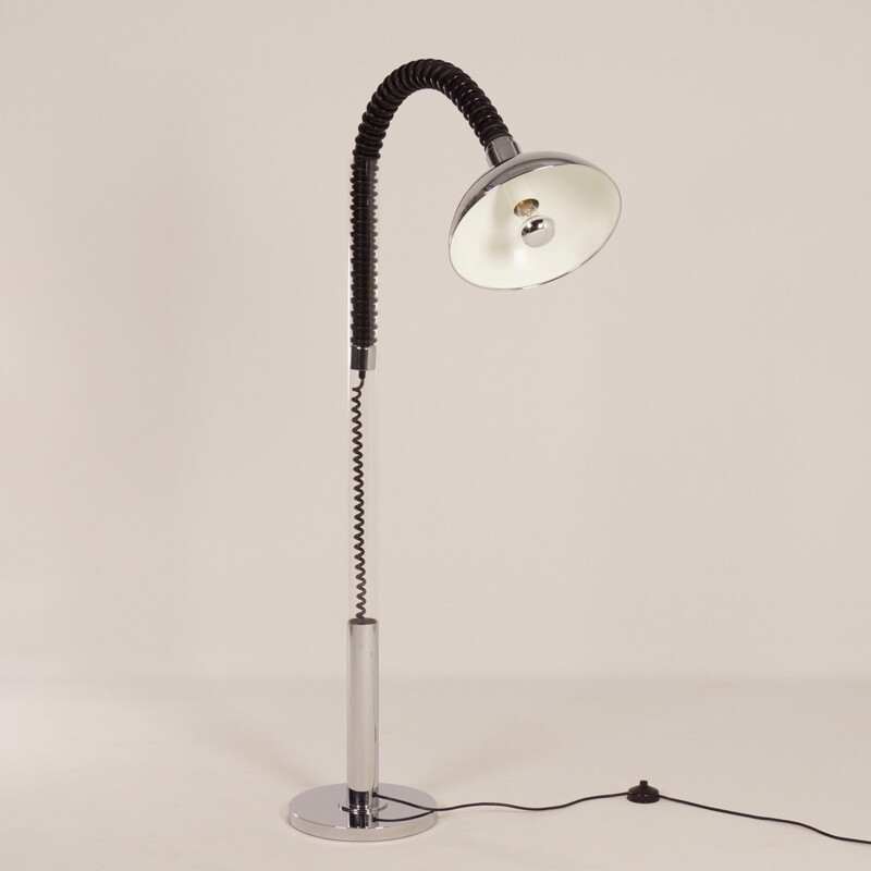 Vintage floor lamp for Cosack with flexible arm in metal and perspex 1970s