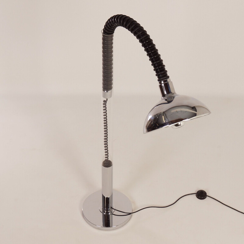 Vintage floor lamp for Cosack with flexible arm in metal and perspex 1970s