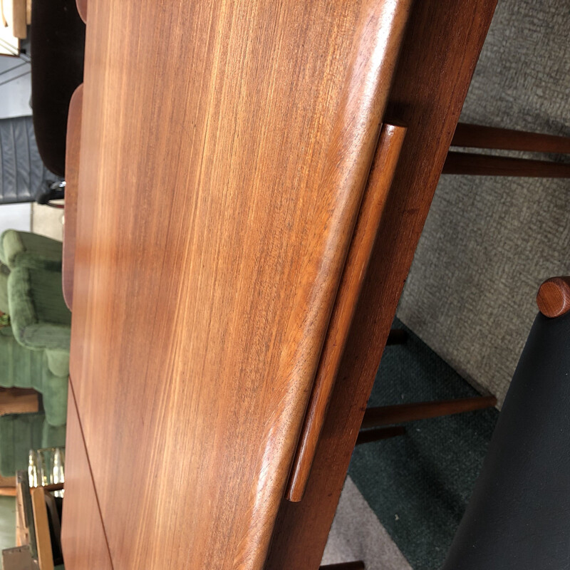 Vintage dining set with model 75 chairs for Møller in teak and leatherette 1950s