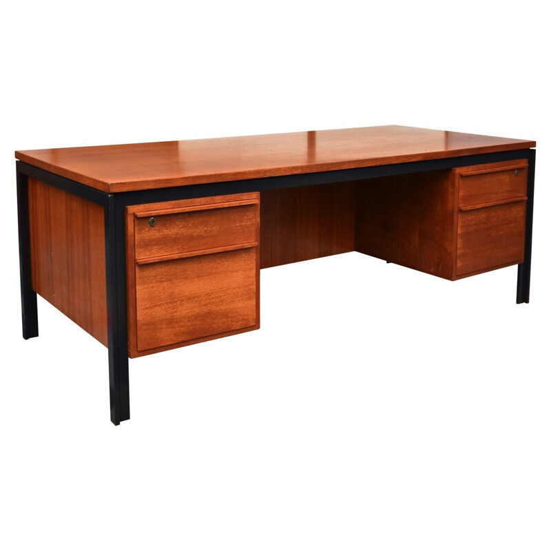 Vintage scandinavian desk in teakwood and metal 1970s