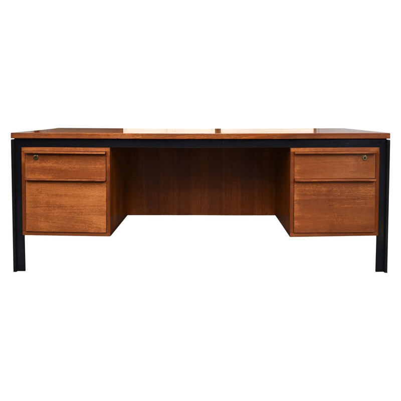 Vintage scandinavian desk in teakwood and metal 1970s