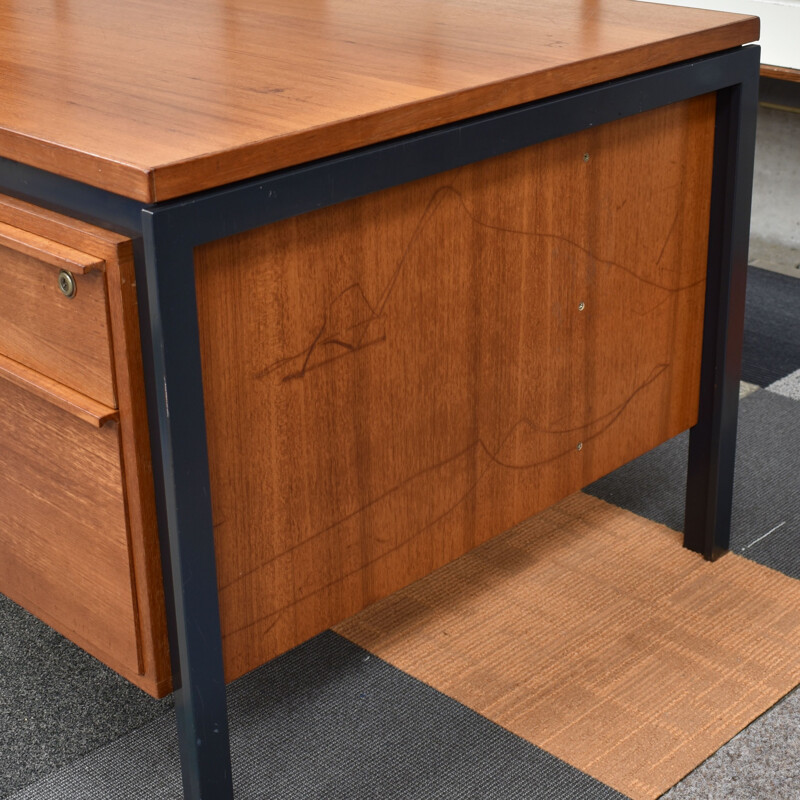 Vintage scandinavian desk in teakwood and metal 1970s