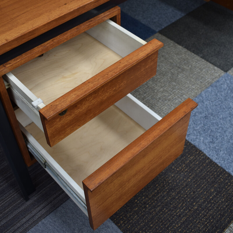 Vintage scandinavian desk in teakwood and metal 1970s