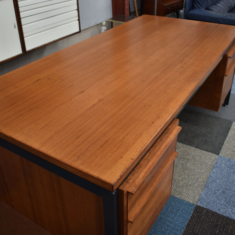 Vintage scandinavian desk in teakwood and metal 1970s