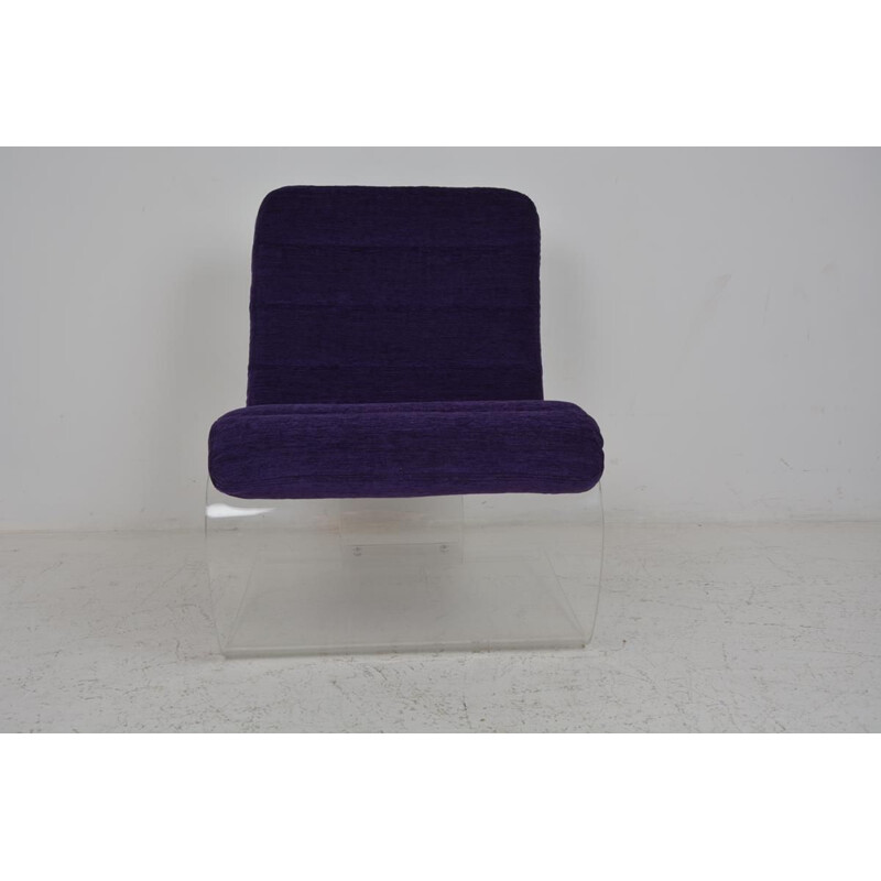 Vintage scandinavian purple armchair in plexiglas 1970