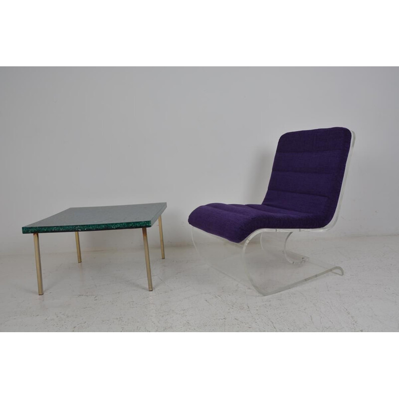 Vintage scandinavian purple armchair in plexiglas 1970