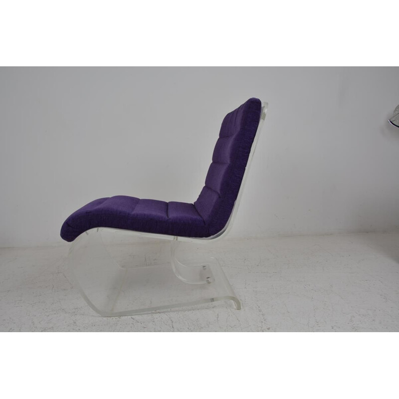 Vintage scandinavian purple armchair in plexiglas 1970