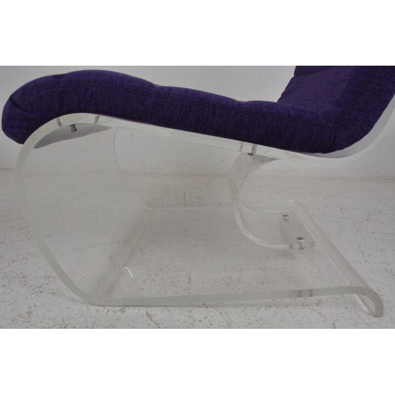 Vintage scandinavian purple armchair in plexiglas 1970