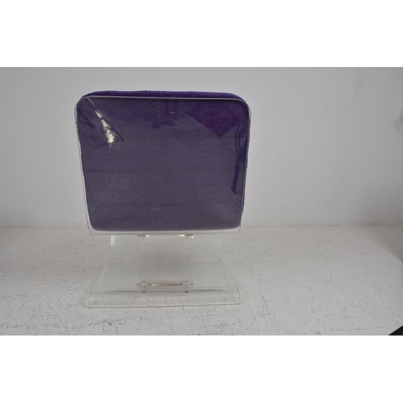 Vintage scandinavian purple armchair in plexiglas 1970