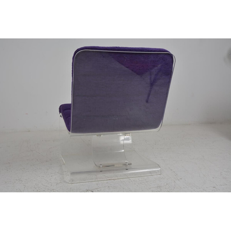 Vintage scandinavian purple armchair in plexiglas 1970