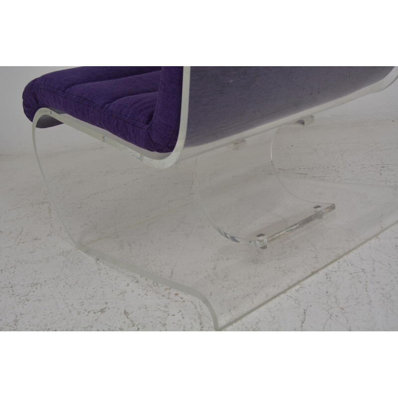 Vintage scandinavian purple armchair in plexiglas 1970