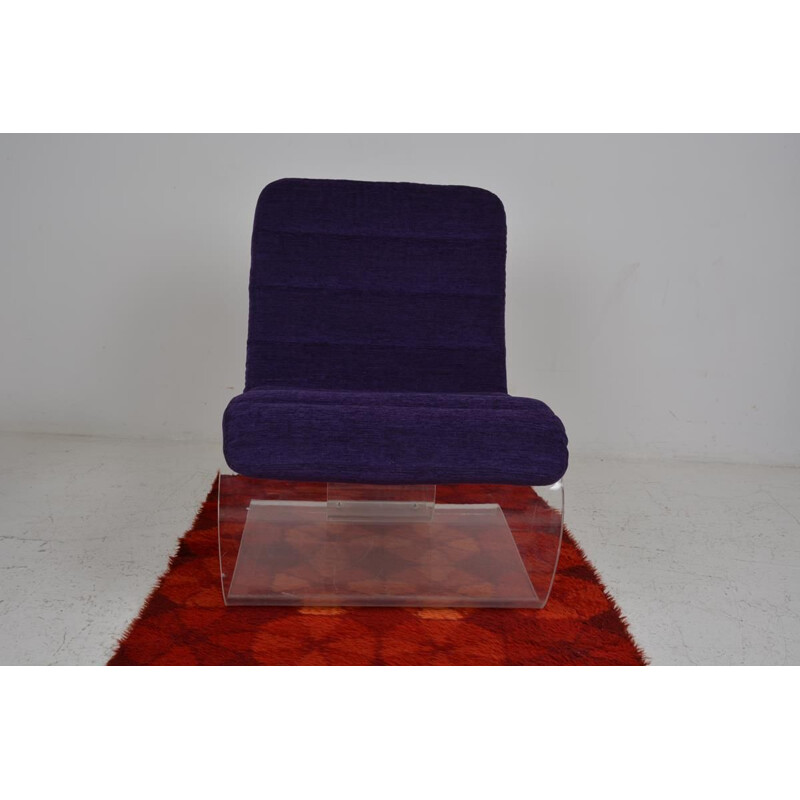 Vintage scandinavian purple armchair in plexiglas 1970