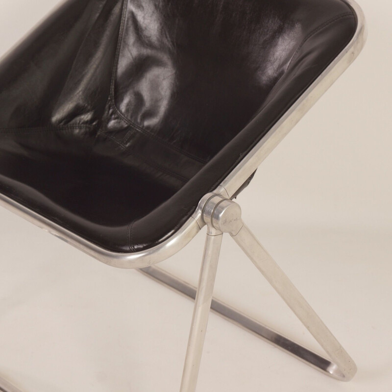 Vintage Plona armchair for Castelli in black leather 1960s