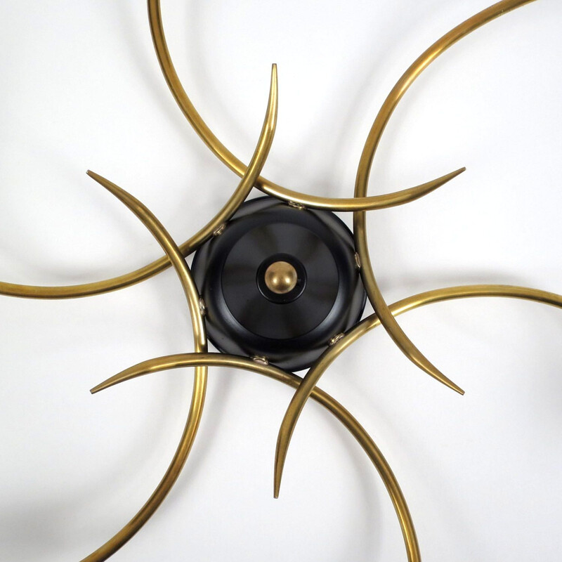 Vintage italian ceiling lamp in brass and lacquered metal 1950s