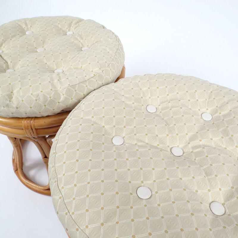 Set of 2 vintage rattan stools 1960s