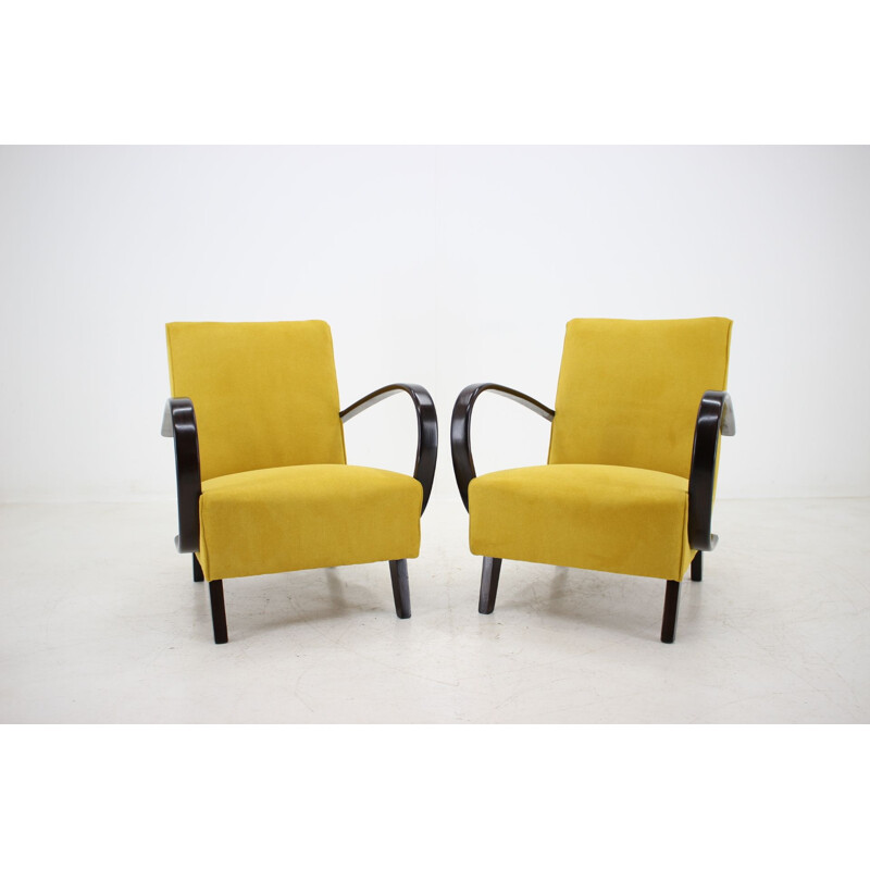 Pair of vintage armchairs Jindrich Halabala 1950s 