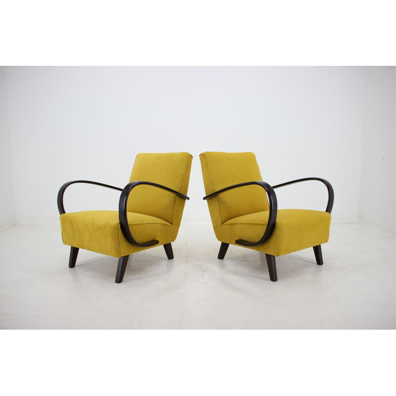 Pair of vintage armchairs Jindrich Halabala 1950s 