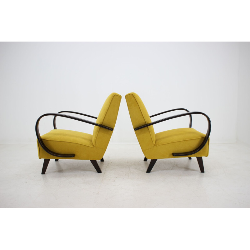 Pair of vintage armchairs Jindrich Halabala 1950s 