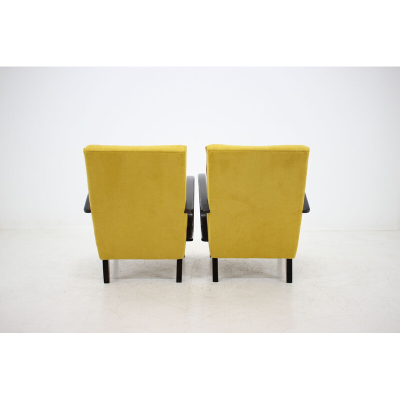 Pair of vintage armchairs Jindrich Halabala 1950s 