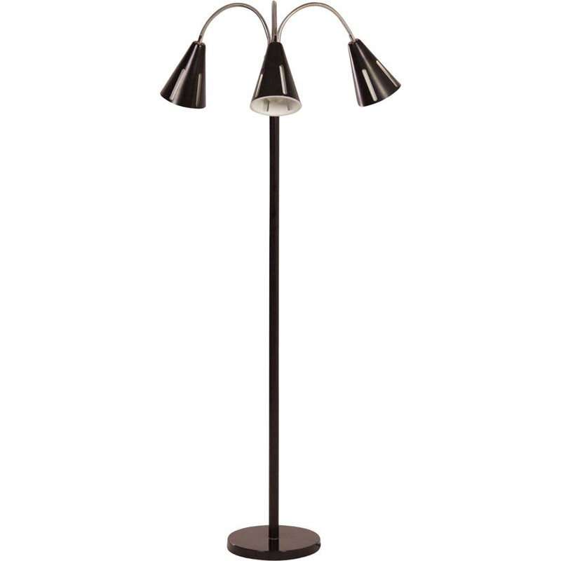 Vintage Sun Series floor lamp for Hala in black metal 1950s