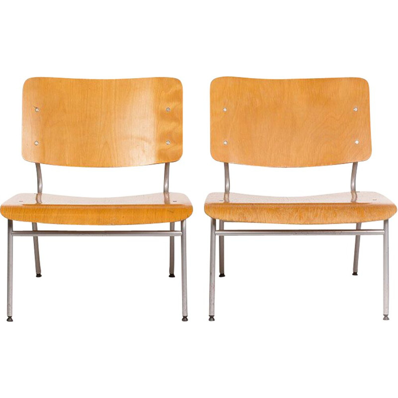 Paire de chaises vintage pour IKEA en contreplaqué moulé et cadre métallique 1970