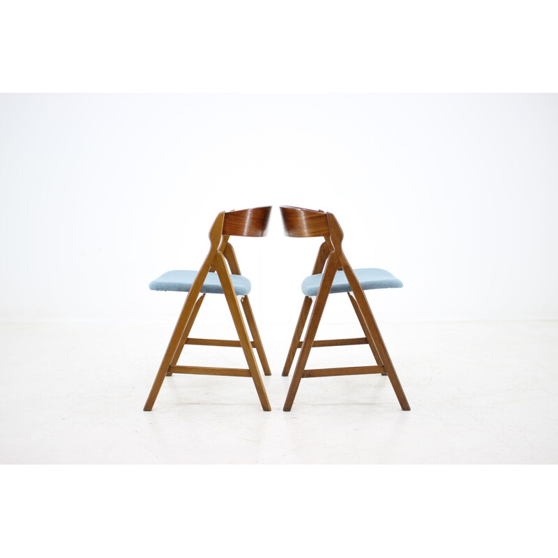 Set of 4 vintage dining chairs in teak by Henning Kjærnulf 1960s 