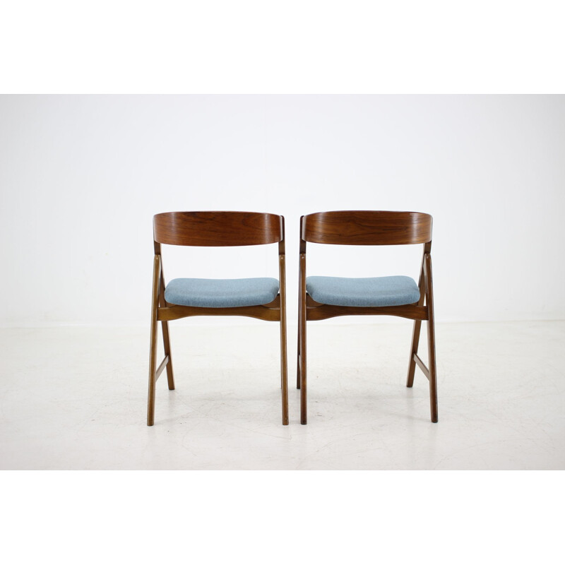 Set of 4 vintage dining chairs in teak by Henning Kjærnulf 1960s 