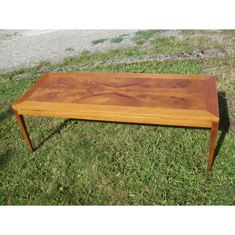 Table basse vintage en acajou France 1970s