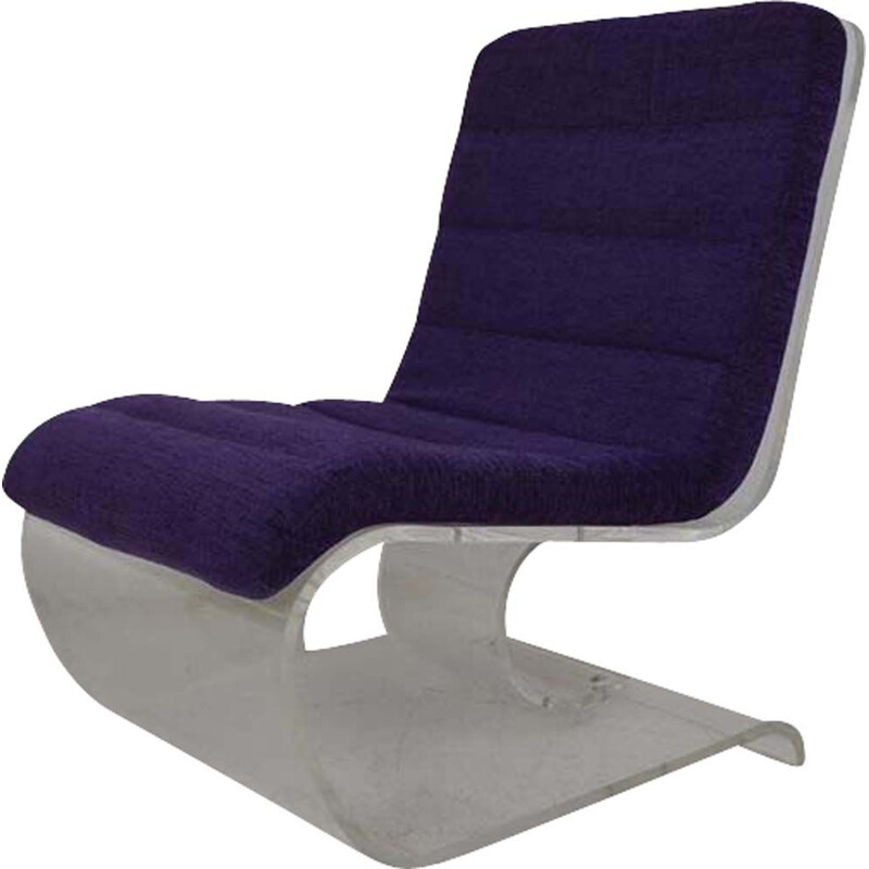 Vintage scandinavian purple armchair in plexiglas 1970