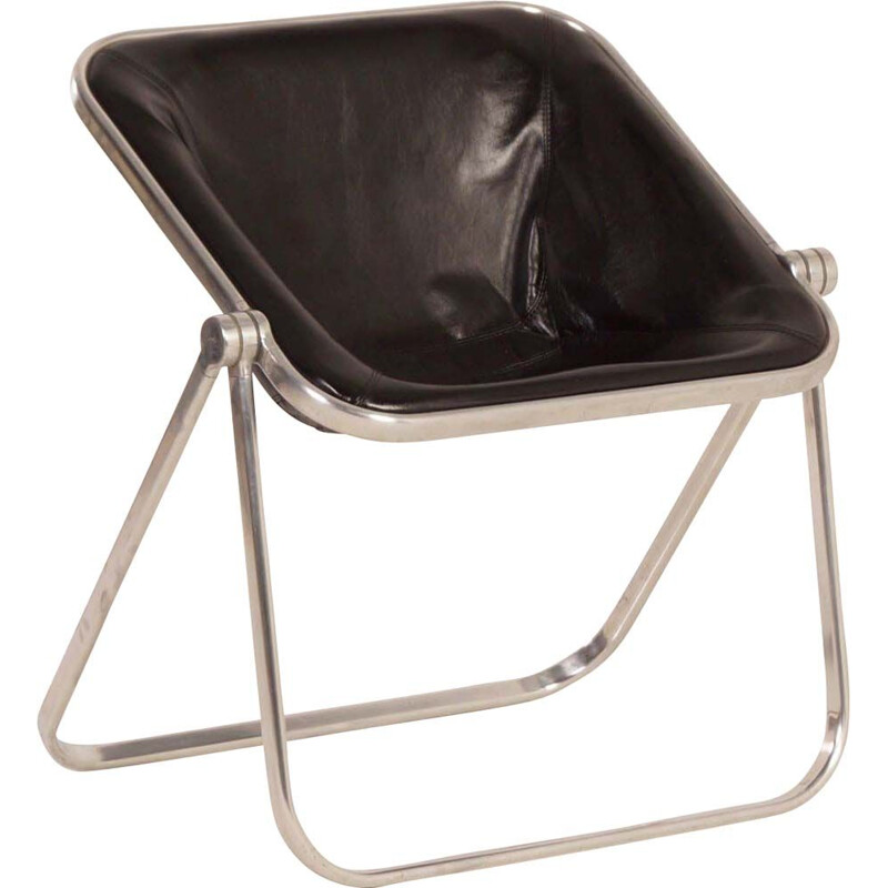 Vintage Plona armchair for Castelli in black leather 1960s