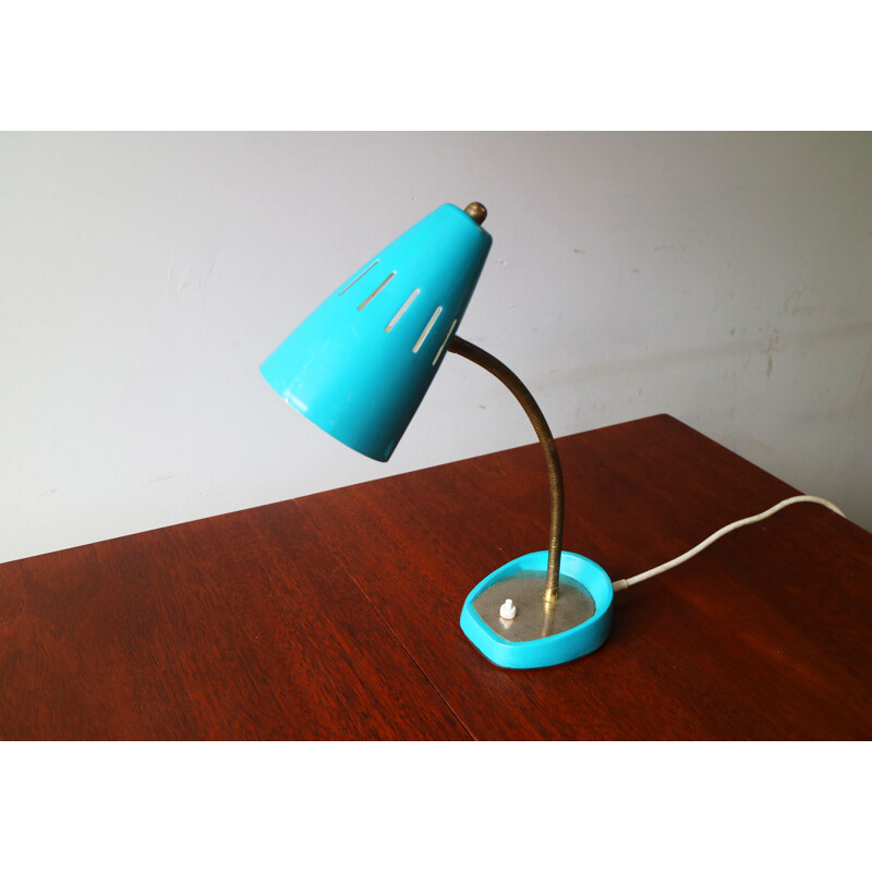 Vintage desk lamp blue Belgium 1960s