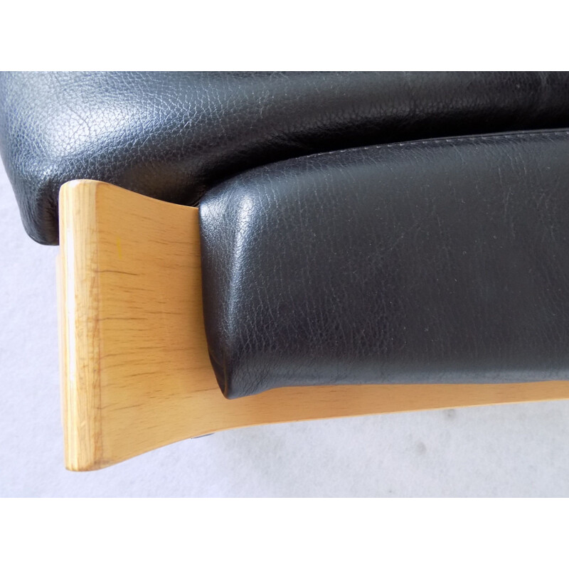 Vintage black leather armchair by Nelo Kroken 1970