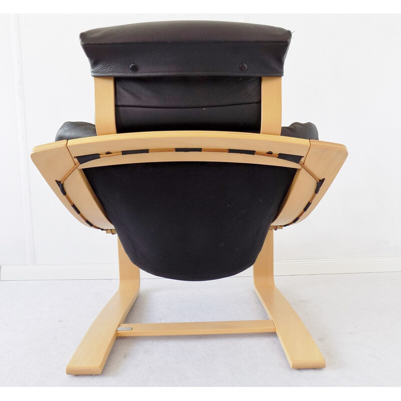 Vintage black leather armchair by Nelo Kroken 1970
