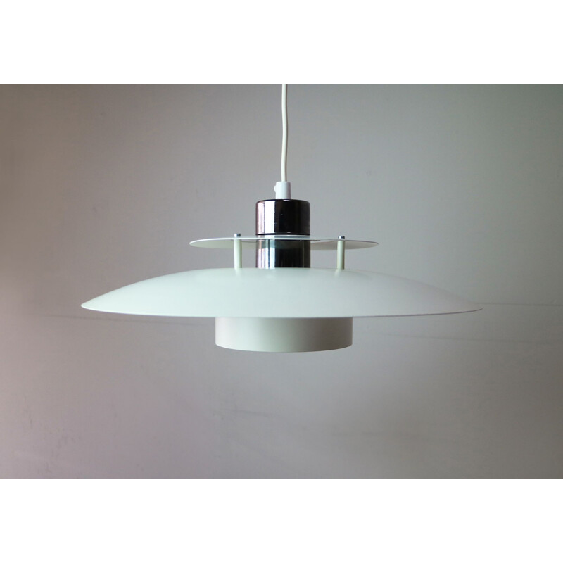 Vintage pendant lamp in white painted metal 1970 