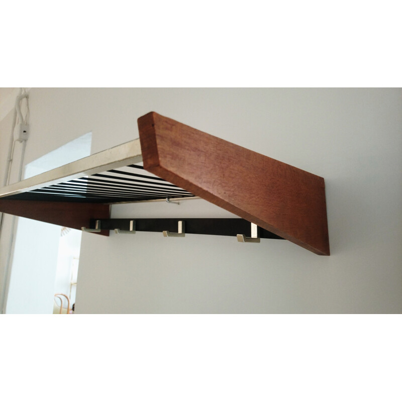 Vintage coat rack in wood and metal 1960