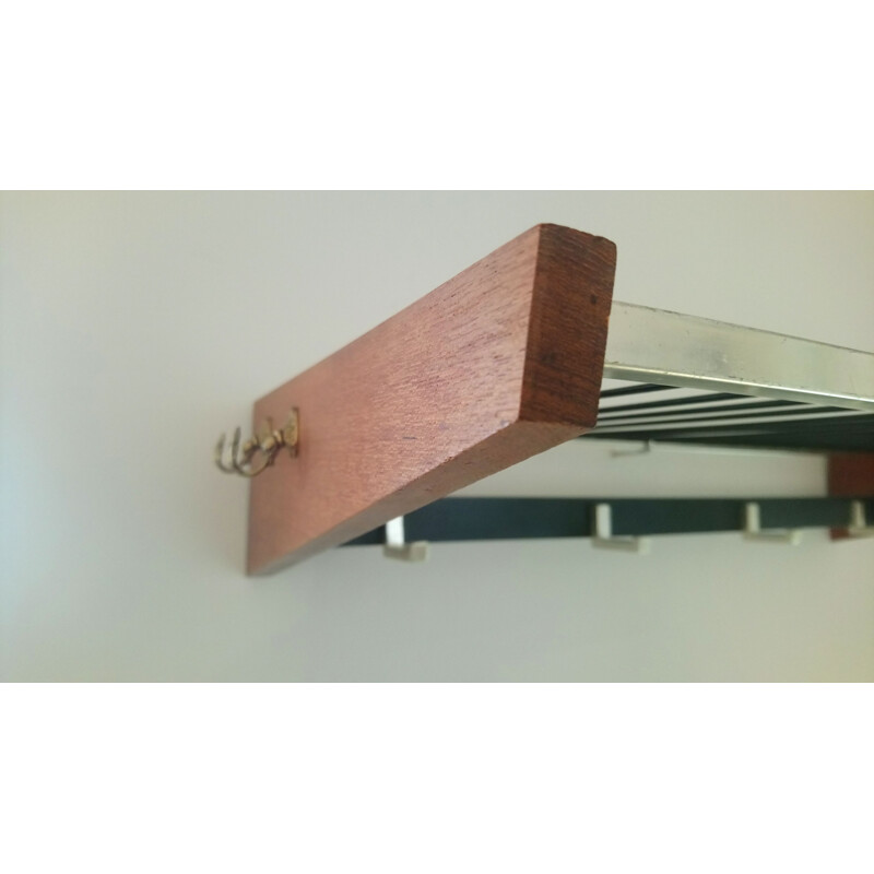 Vintage coat rack in wood and metal 1960