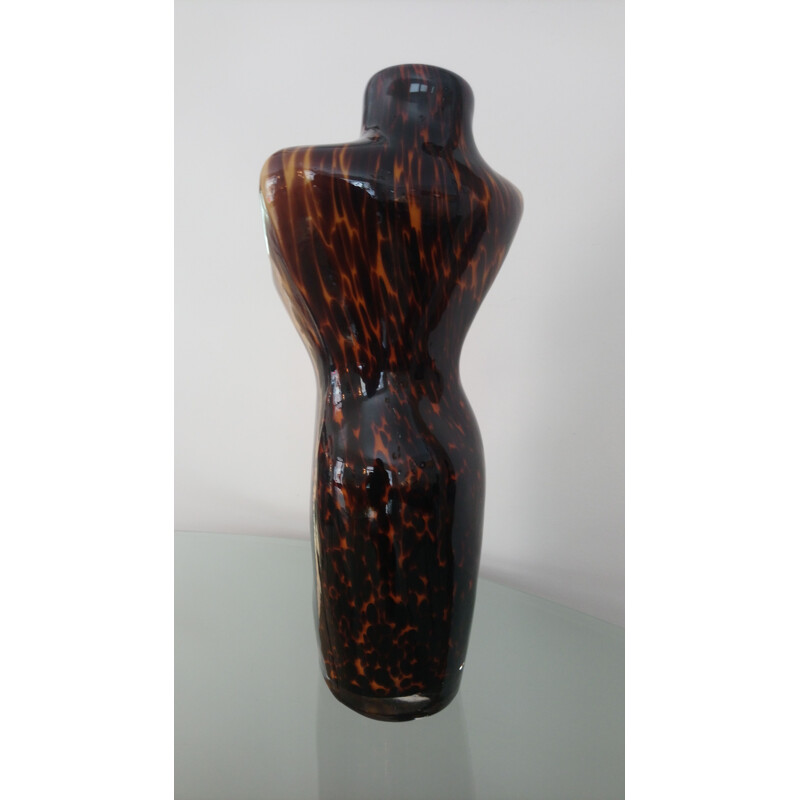 Vase vintage buste feminin en verre de Murano 1960