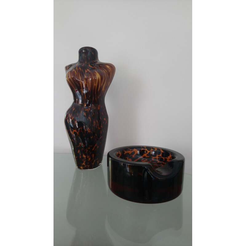 Vase vintage buste feminin en verre de Murano 1960