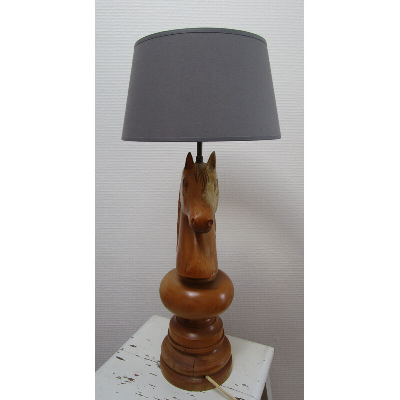 Vintage wooden lamp turned horse figure