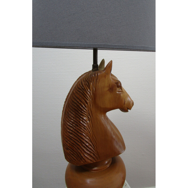 Vintage wooden lamp turned horse figure