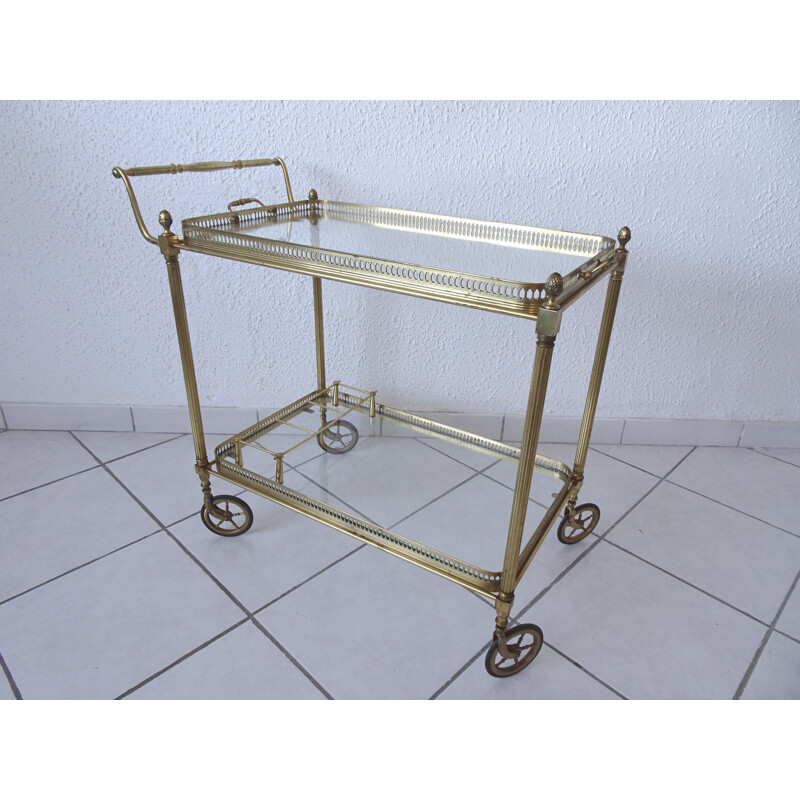 Vintage golden metal rolling service by Maison Jansen