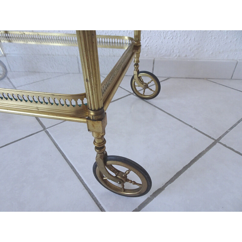 Desserte roulante vintage en métal doré par la Maison Jansen