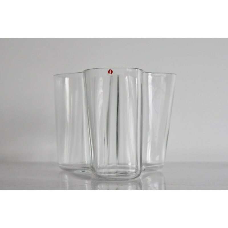 Vase vintage en verre transparent par Alvar Aalto