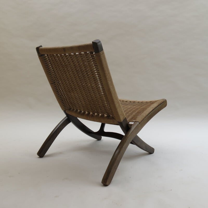 Vintage danish folding chair in cord and beechwood 1970s