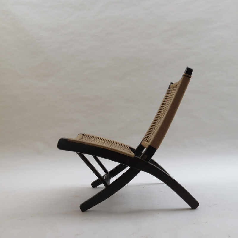 Vintage danish folding chair in cord and beechwood 1970s