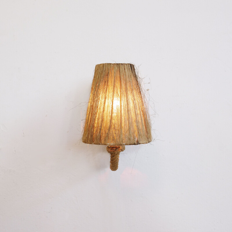 Small french vintage sconce in rope and raffia 1950